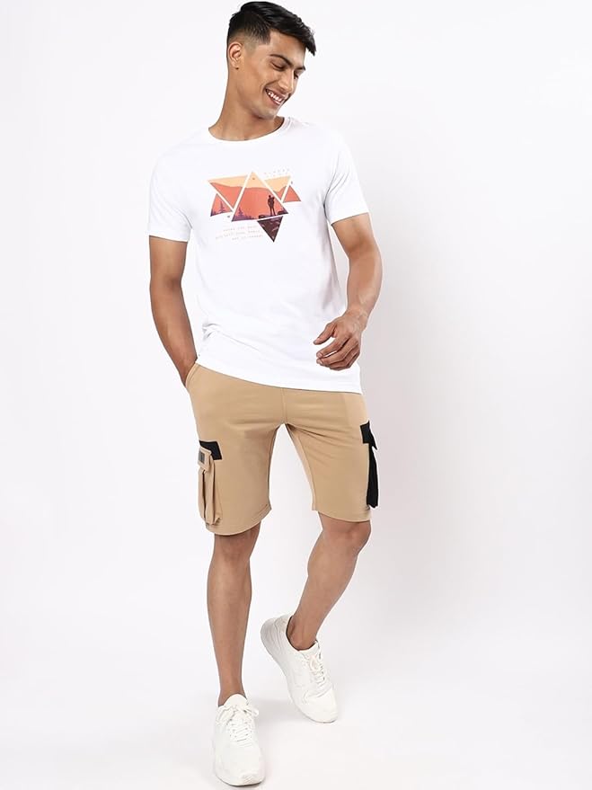AXOLOR Men's Printed 100% Cotton T-Shirt - Regular Fit, Round Neck, Half Sleeves