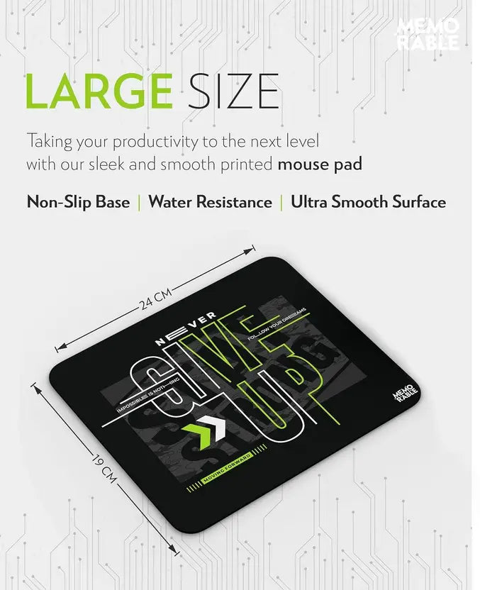 AXOLOR Desing NEVER GIVE UP Mouse Pad, Printed Gaming Waterproof Anti Skid Rubber Base for Desktop, Laptop Non Slip Base Mousepad (Never Give UP, Neon Curve, Natural, Marble)