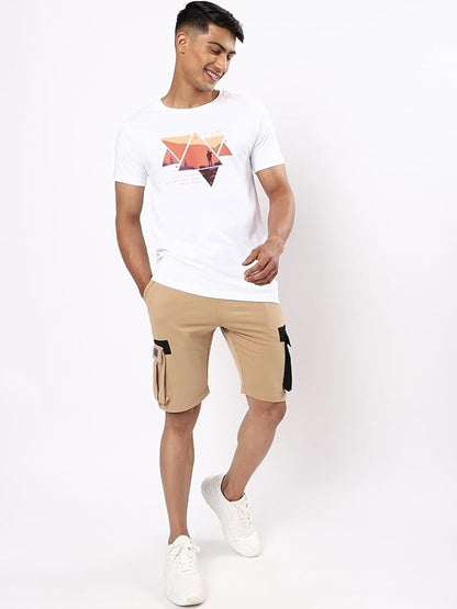 AXOLOR Men's Printed 100% Cotton T-Shirt - Regular Fit, Round Neck, Half Sleeves