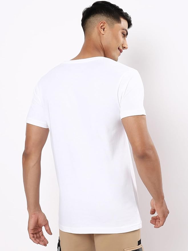 AXOLOR Men's Printed 100% Cotton T-Shirt - Regular Fit, Round Neck, Half Sleeves
