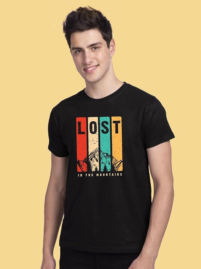 AXOLOR Men's Graphic Print Regular Fit Half Sleeve Round Neck Cotton T-Shirt