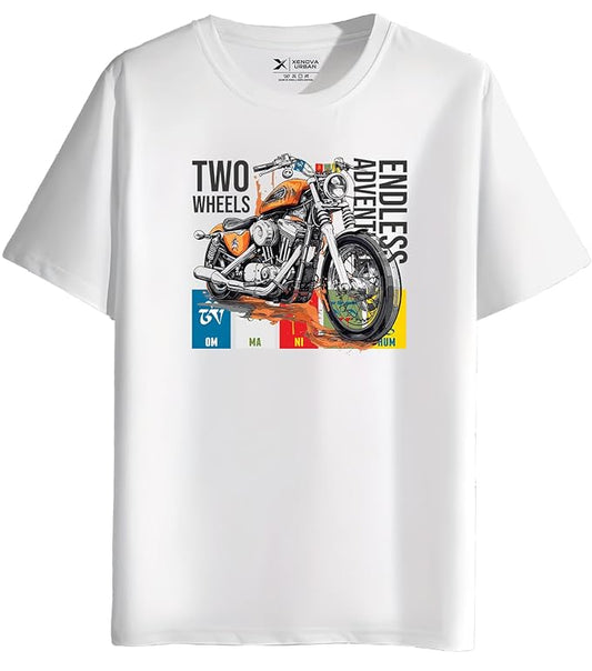 AXOLOR Men's Regular Fit Biker Printed Round Neck Cotton T-Shirt | Graphic Printed Casual Wear Unisex Fit XS to 3XL Tshirt RN-Bike