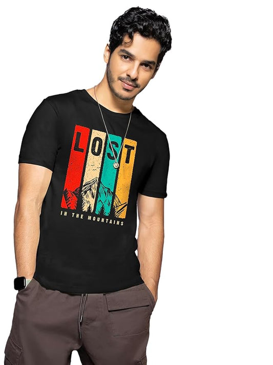 AXOLOR Men's Graphic Print Regular Fit Half Sleeve Round Neck Cotton T-Shirt