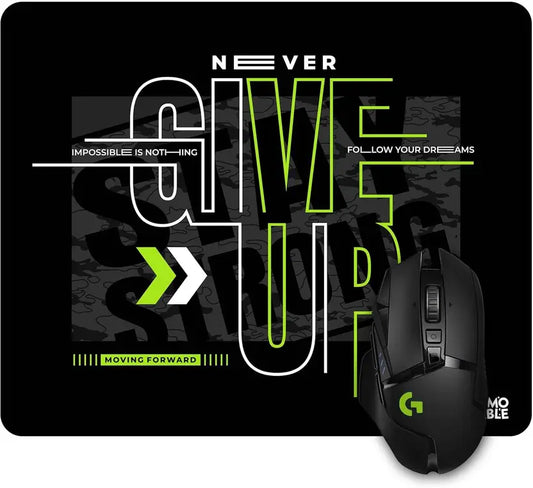 AXOLOR Desing NEVER GIVE UP Mouse Pad, Printed Gaming Waterproof Anti Skid Rubber Base for Desktop, Laptop Non Slip Base Mousepad  (Never Give UP, Neon Curve, Natural, Marble)