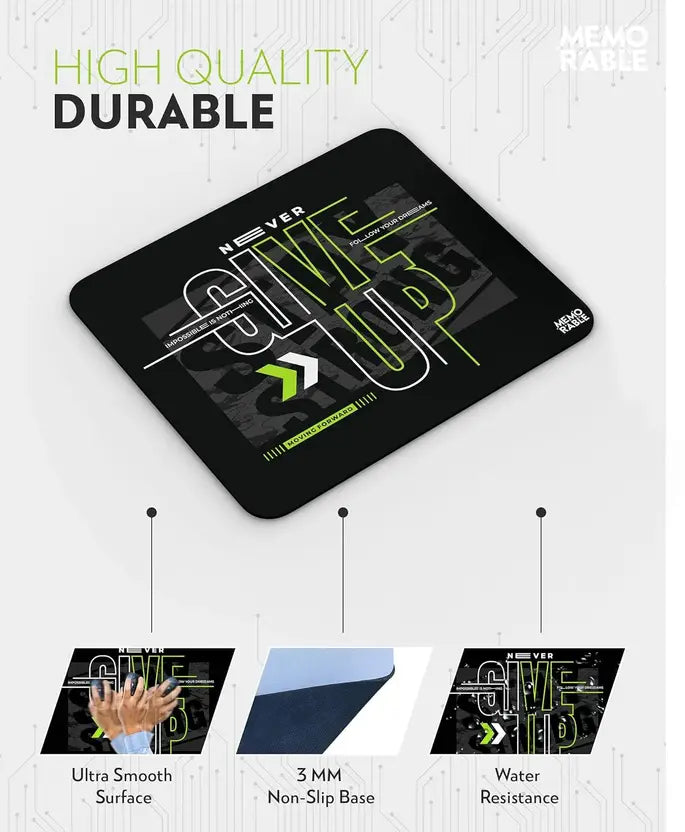AXOLOR Desing NEVER GIVE UP Mouse Pad, Printed Gaming Waterproof Anti Skid Rubber Base for Desktop, Laptop Non Slip Base Mousepad  (Never Give UP, Neon Curve, Natural, Marble)