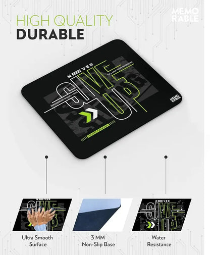 AXOLOR Desing NEVER GIVE UP Mouse Pad, Printed Gaming Waterproof Anti Skid Rubber Base for Desktop, Laptop Non Slip Base Mousepad  (Never Give UP, Neon Curve, Natural, Marble)