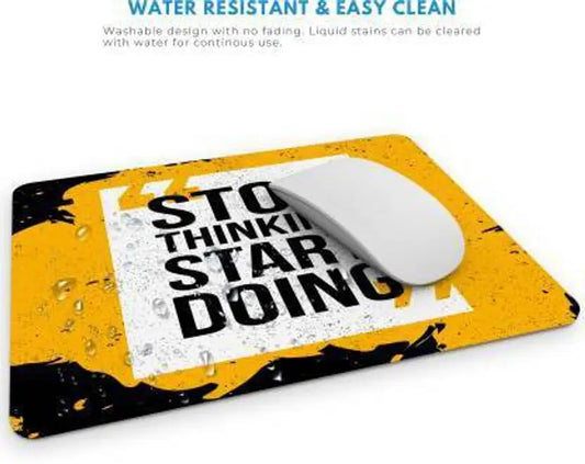 AXOLOR STOP THINKING START DOING Printed Mouse Pad for Gaming Computer, Laptop MousePad Non Slip Base Mousepad  (Yellow)